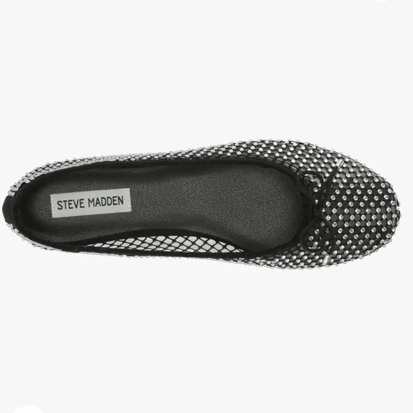 NWT Steve Madden black mesh ballet flat 8.5 with crystals NIB - Picture 3 of 4